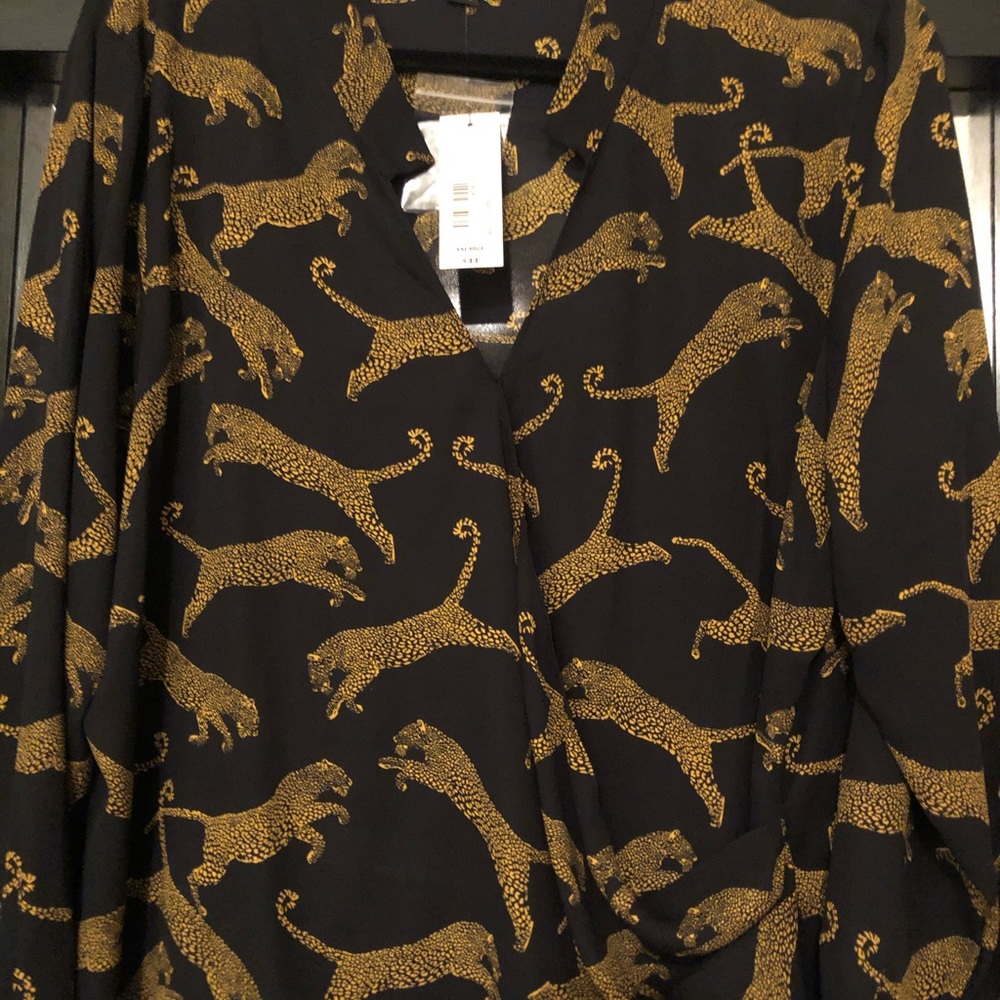 NWT Leopard Surplice blouse